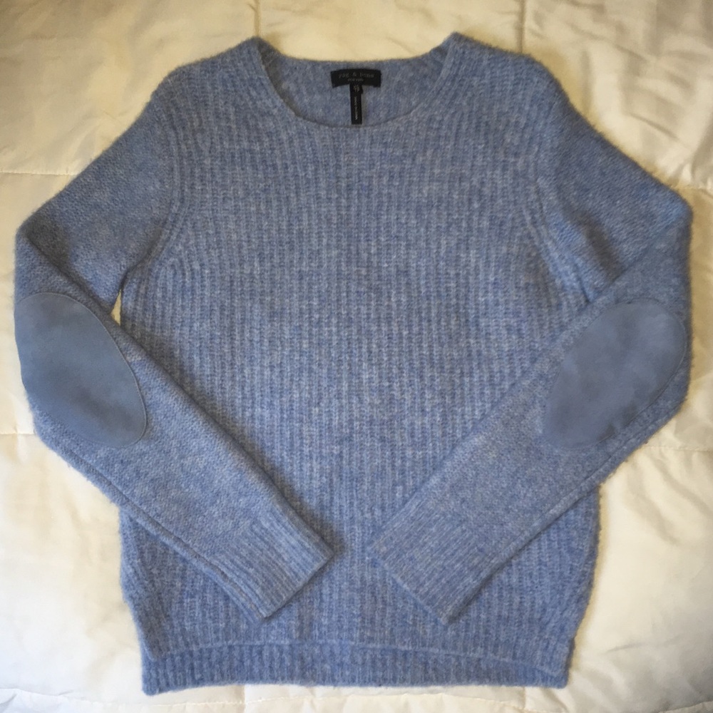 Rag and Bone Extra Fine Wool Sweater w/ Suede - Picture 1 of 7